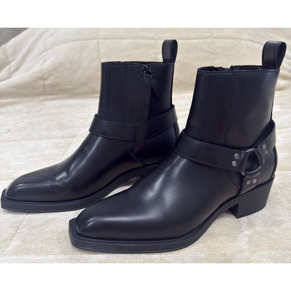 Zara Black Leather Boots Mens Size 9 main image 8